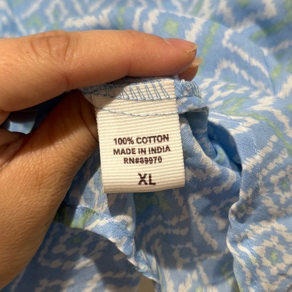 New Eden & Olivia Cotton Geometric Tribal Quarter Button Down Shirt XL Lightweig - Picture 8 of 9